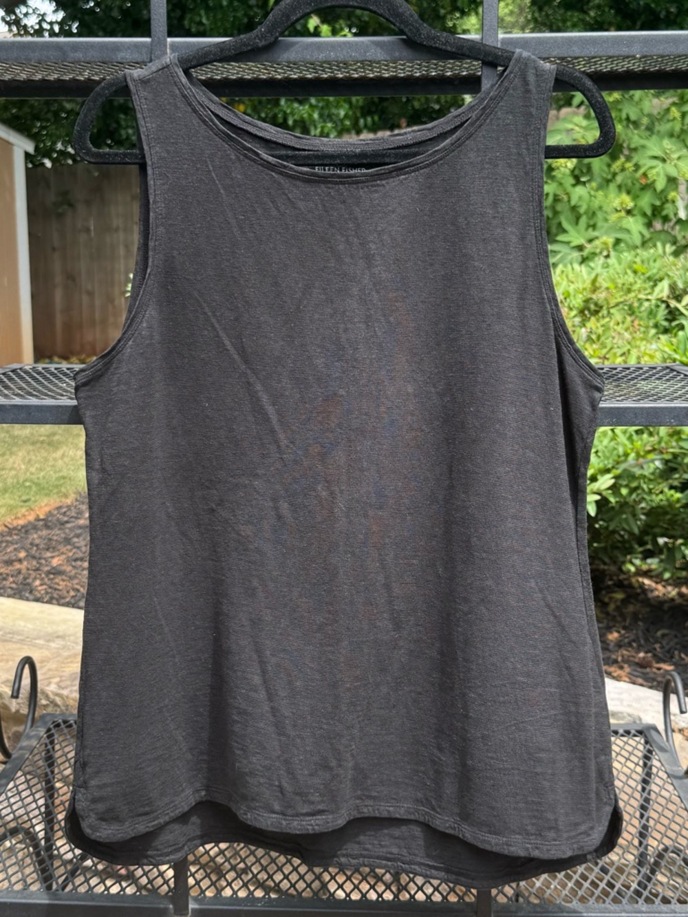 Eileen Fisher Organic Cotton Hemp Tank Top Black Sleeveless Medium